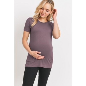 Hello Miz Women's Casual T-Shirt Short Sleeve Round Neck Maternity Top - 1 of 4