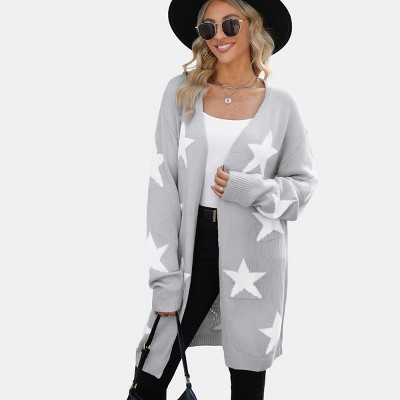 Women's Star Print Longline Cardigan-Cupshe