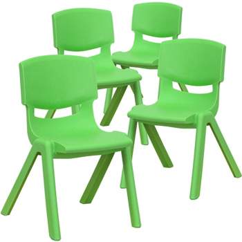 Emma and Oliver 4 Pack Plastic Stack School Chair with 12" Seat Height - Kids Chair