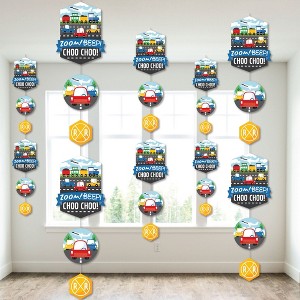 Big Dot of Happiness Cars, Trains, and Airplanes - Transportation Birthday Party DIY Dangler Backdrop - Hanging Vertical Decorations - 30 Pieces - 1 of 4