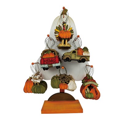Transpac Plywood Fall Ornaments Set of 48 Multicolor Designs for Christmas Tree Indoor Decoration and Gift Giving