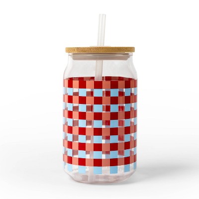 16 fl oz Novelty Glass Drinkware Gingham - Bullseye's Playground™