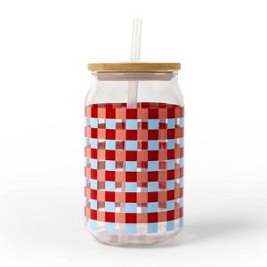 16 fl oz Novelty Glass Drinkware Gingham - Bullseye's Playground™ - 1 of 3