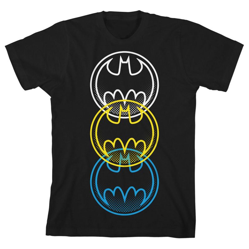 Batman Triple Logo Black T-shirt Toddler Boy to Youth Boy, 1 of 2