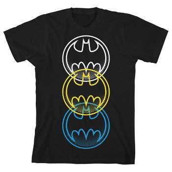 Batman Triple Logo Black T-shirt Toddler Boy to Youth Boy