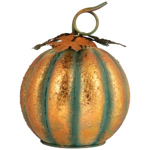 Northlight Fall Harvest Faux Copper Patina Metal Pumpkin Decoration - 13" - 1 of 4