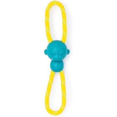 ZippyPaws - RopeTugz Teal Aggressive Chewers Dog Toy - Durable Rope, Squeaky Chew Toy for Tug of War - Machine Washable