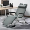 Gulches Folding textile waterproof terrace lounge chair,outdoor adjustable lounge chair with pillows for lawn, beach, pool, portable camping,Gray - 2 of 4