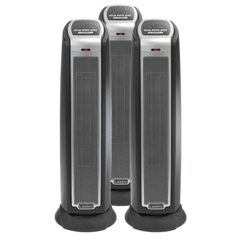 Lasko 5790 Portable Electric 1500w Oscillating Ceramic Tower Space Heater  With Remote, Adjustable Thermostat, Electronic Controls, And Timer (3 Pack)  : Target