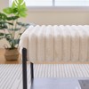 Sapphtopaz Ottoman Faux Fur Foot Stool with Metal Legs Modern Ottoman with Wooden Open Storage Shelf for Living Room, Bedroom, Entryway - 3 of 4