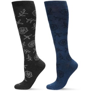 MeMoi Women's 2 Pair Pack Cotton Blend 15-20 mmHg Graduated Compression Socks - 1 of 3