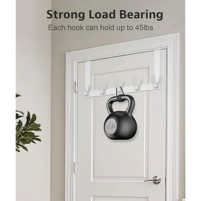 LunaLulinlk Over The Door Hooks with 5 Coat Hooks, Over The Door Towel Rack Door Hanger Hook Hat 1 Pack White
