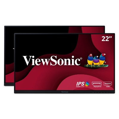 ViewSonic VA2256-MHD_H2 Dual Pack Head-Only 1080p IPS Monitors with Ultra-Thin Bezels, HDMI, DisplayPort and VGA for Home and Office