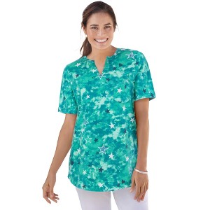 Woman Within Notch-Neck Pocket Tee - 1 of 4