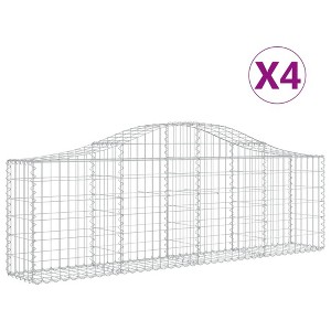 vidaXL Arched Gabion Baskets 4 Piece Set, 78.7"x11.8"x23.6"/31.5", Galvanized Iron, Decorative & Sound-Insulating Garden Features - 1 of 4