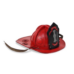 HomeRoots 8" Red and Black Metal Fireman Hand Painted Figurine - 1 of 4