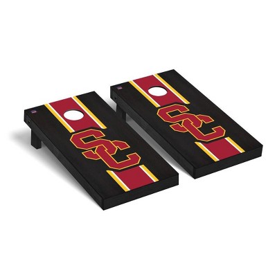 NCAA USC Trojans Premium Cornhole Board Onyx Stained Stripe Version