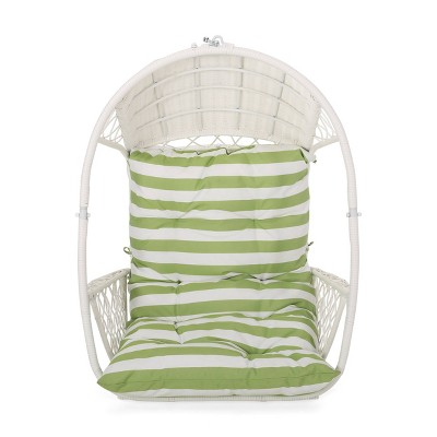 Greystone Indoor/Outdoor Hanging Chair with 8' Chain - White/Green - Christopher Knight Home