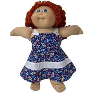 Doll Clothes Superstore Handmade Blue Floral Sundress with White Trim for 18-Inch Dolls - 1 of 4