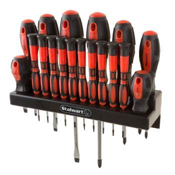Fleming Supply Precision Screwdriver Set with Wall-Mounted Organizer – 18 Pieces, Red and Black