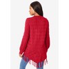 Roaman's Women's Plus Size Fringed Cable Knit Sweater - 3 of 4