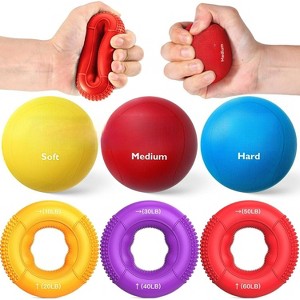 Complete Hand Therapy Set for All Ages, 6-Piece Grip Strengthener & Stress Balls - 1 of 4