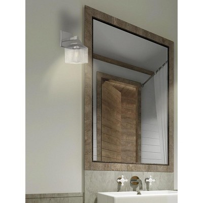 Brushed Nickel Dimmable Wall Sconce with Hand Blown Clear Seeded Glass