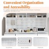63" Buffet with Hutch, Large Farmhouse Storage Cabinet with 6 Drawers, 5 Cabinets, Adjustable Shelves, Pegboard & Towel Rack - 3 of 4