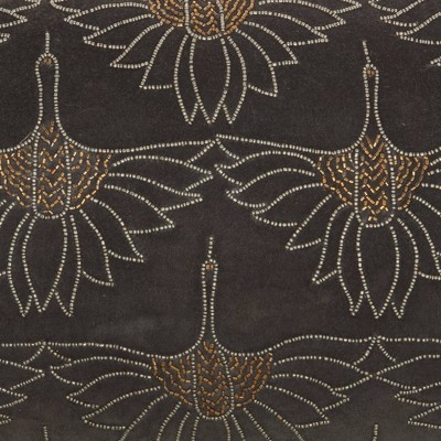 Sofia Dark Grey Beaded Floral Lumbar Throw Pillow 12" x 20"