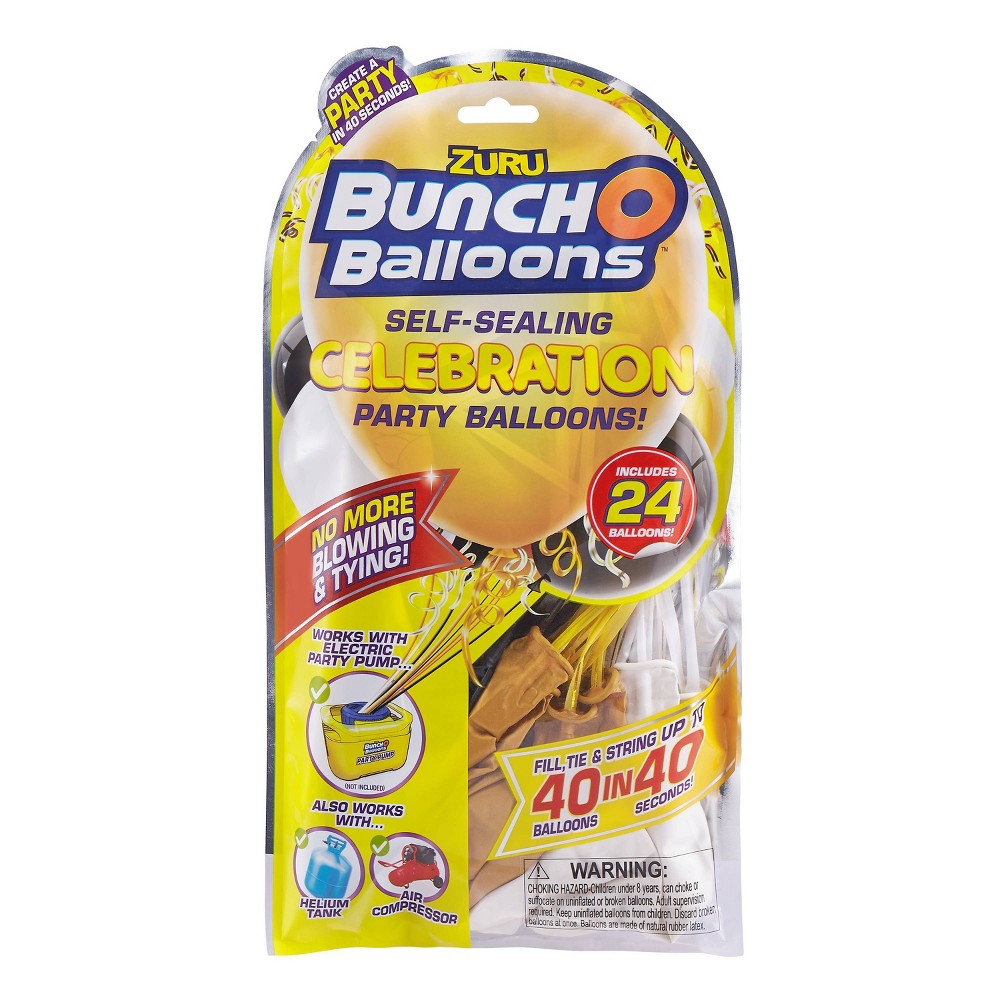 24ct Self Sealing Party Balloons Refill Pack Gold/White/Black was $9.99 now $5.99 (40.0% off)