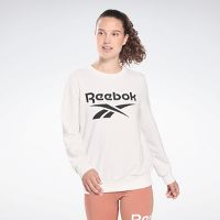 Reebok Identity Logo French Terry Crew Women's Sweatshirt (White / Black Logo)