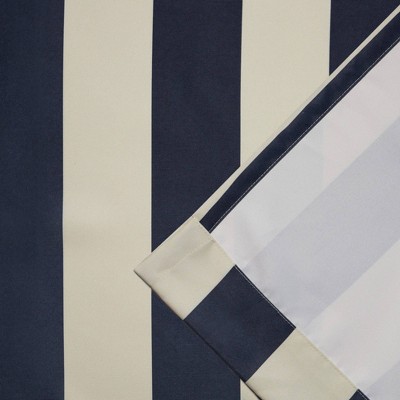 Navy and Sand Light-Filtering Polyester Grommet Curtain Panels