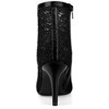 Allegra K Women's Lace Mesh Floral Embroidered Stiletto Heels Ankle Boots - 3 of 4