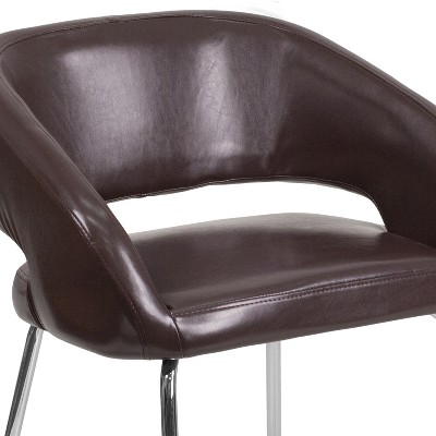Fusion Series Contemporary Brown LeatherSoft Side Chair with Chrome Legs