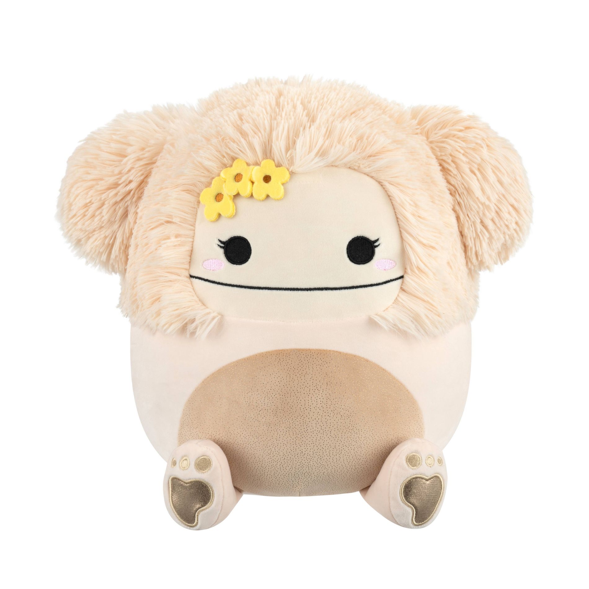 Squishmallows 14" Cream Bigfoot with Tan Fuzzy Belly and Gold Sparkle Footprint Large Plush
