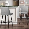 Vipbear Counter Height Swivel Bar Stools Set of 2, Upholstered Fabric Bar Stools with Backs, Metal Base, 26.9"/30.1" Seat Height - 3 of 4