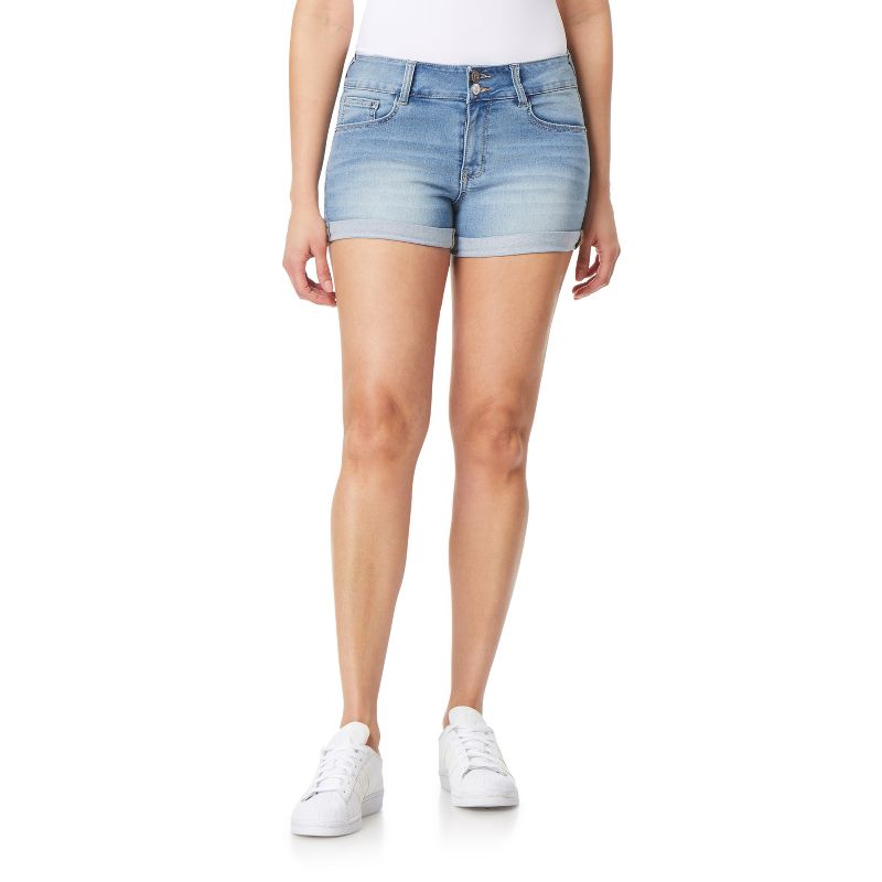 WallFlower Women's Ultra Denim Shorts Mid-Rise Insta Soft Juniors (Available in Plus Size), 1 of 4