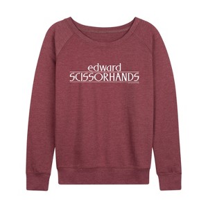 Women's - Edward Scissorhands - Edward Scissorhands Logo Lightweight French Terry Wide Neck Long Sleeve Graphic Shirt - 1 of 4