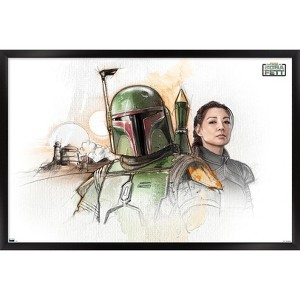 Trends International Star Wars: The Book of Boba Fett - Boba and Fennec Shand Illustrated Framed Wall Poster Prints - 1 of 4