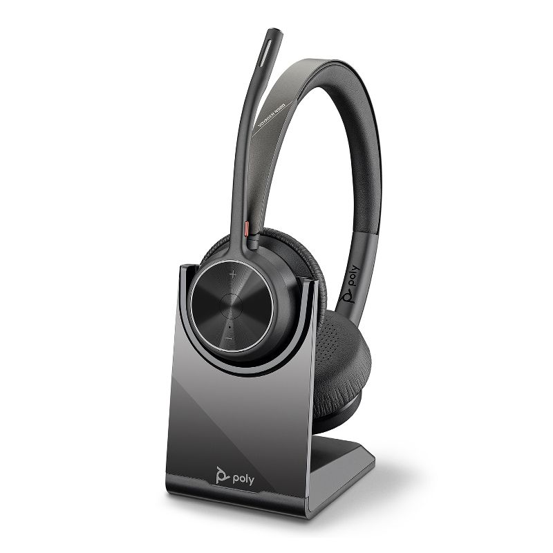 Poly Voyager 4320 UC Wireless Headset + Charge Stand- Headphones with Boom Mic - Connect to PC / Mac via USB-C Bluetooth Adapter, Cell via Bluetooth, 1 of 7