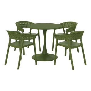 WestinTrends Playa 5-Piece Indoor Outdoor Metal Patio Dining Table Set With Stackable Patio Chairs - 1 of 4