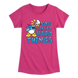 Girls' - Disney - Donald Duck You Can Do Hard Things Fitted Short Sleeve Graphic T-Shirt - 1 of 4