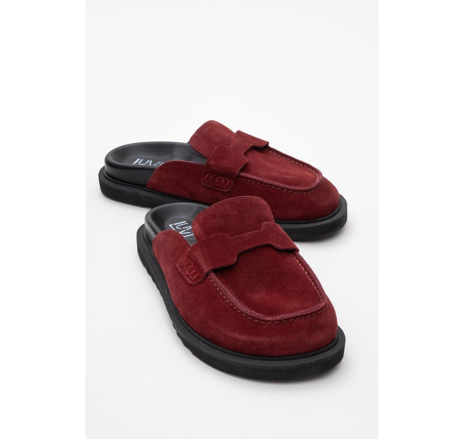Laven - Suede Burgundy Leather Clogs (Women) | Forever & Always Shoes