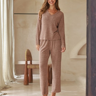 Women's Loungewear Mocha Cozy Rest & Relaxation Brown Pajama Set - Cupshe