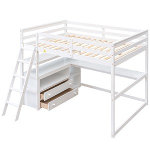 YOOCOZZ Loft Bed with Built-in Desk, Shelves and Storage Drawers - 1 of 4