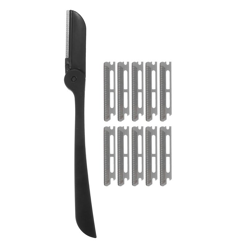 Unique Bargains Stainless Steel Facial Eyebrow Razor Trimmer Tool Black 1 Set, 1 of 7
