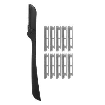 Unique Bargains Stainless Steel Facial Eyebrow Razor Trimmer Tool Black 1 Set