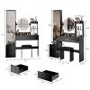 Vanity Set with Full Body Mirror Cabinet and Cushioned Stool,Makeup Desk with 3-color LED and Charging Ports–The Pop Home - 4 of 4