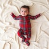 Infant Red Tartan Plaid Footie Zippered One Piece - Posh Peanut - 3 of 4