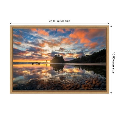 Sunset Symphony Landscape Canvas Print with Natural Frame